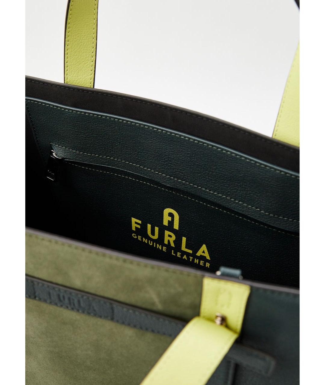 FURLA Зеленая кожаная сумка тоут, фото 4