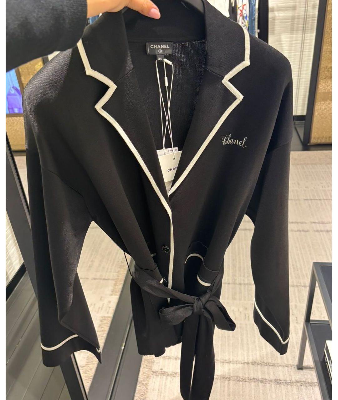 CHANEL Черный шелковый жакет/пиджак, фото 4