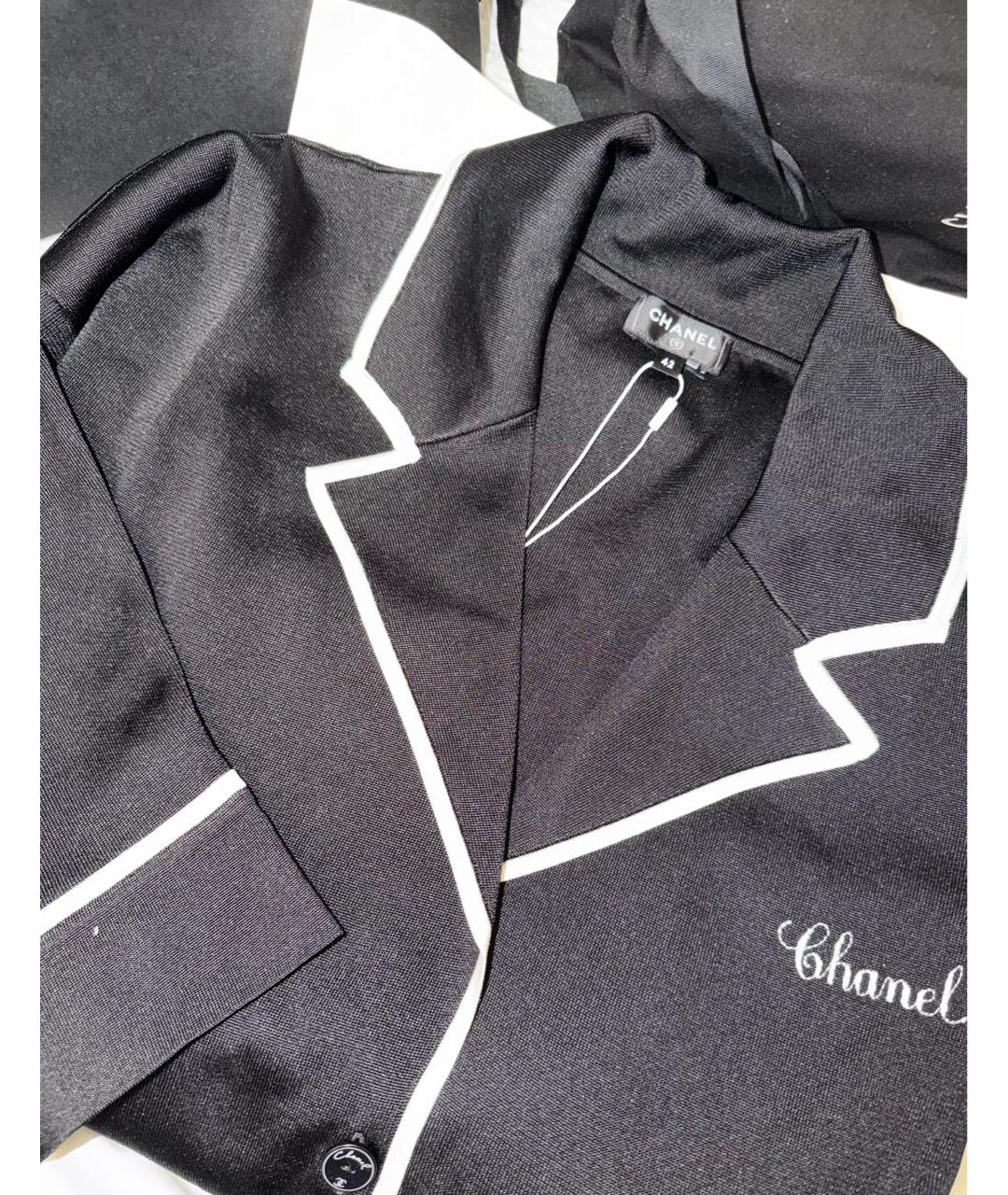 CHANEL Черный шелковый жакет/пиджак, фото 2
