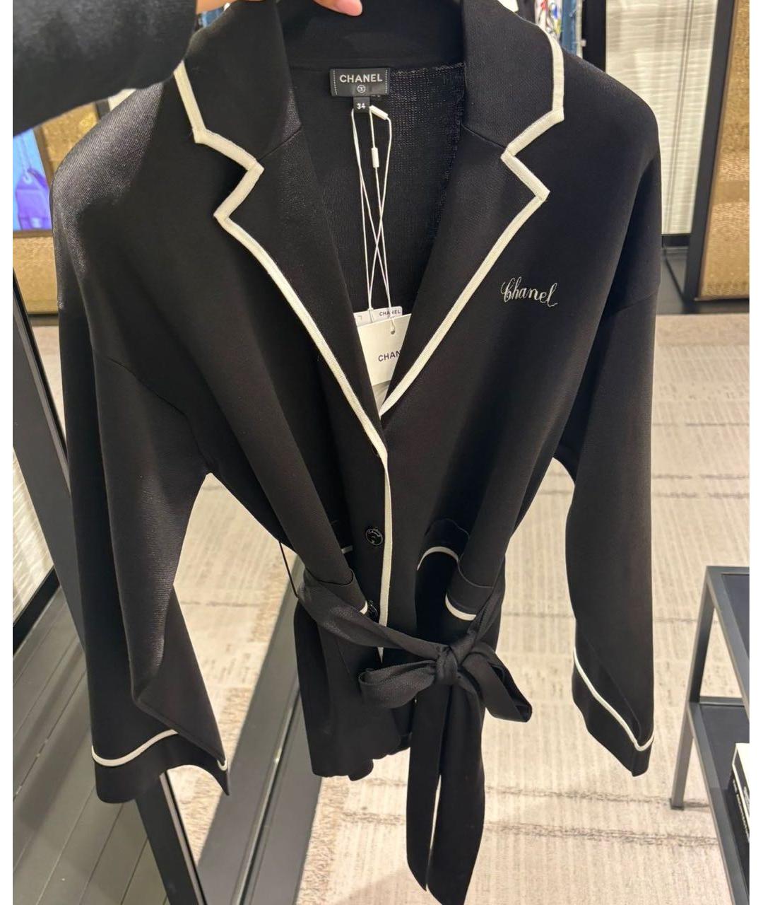 CHANEL Черный шелковый жакет/пиджак, фото 3