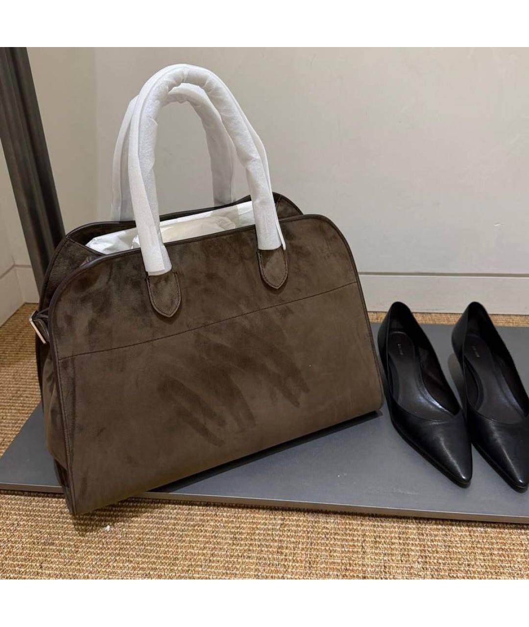 THE ROW Коричневая замшевая сумка с короткими ручками, фото 2