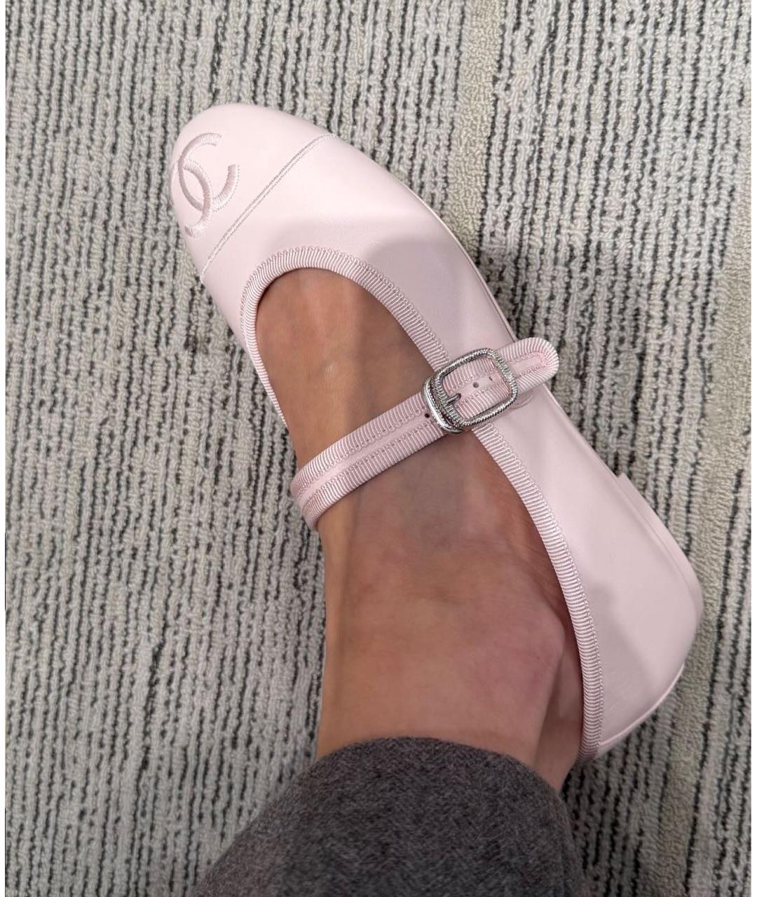 CHANEL Розовые кожаные балетки, фото 5