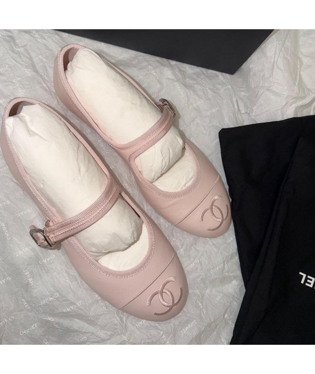 CHANEL Розовые кожаные балетки, фото 2