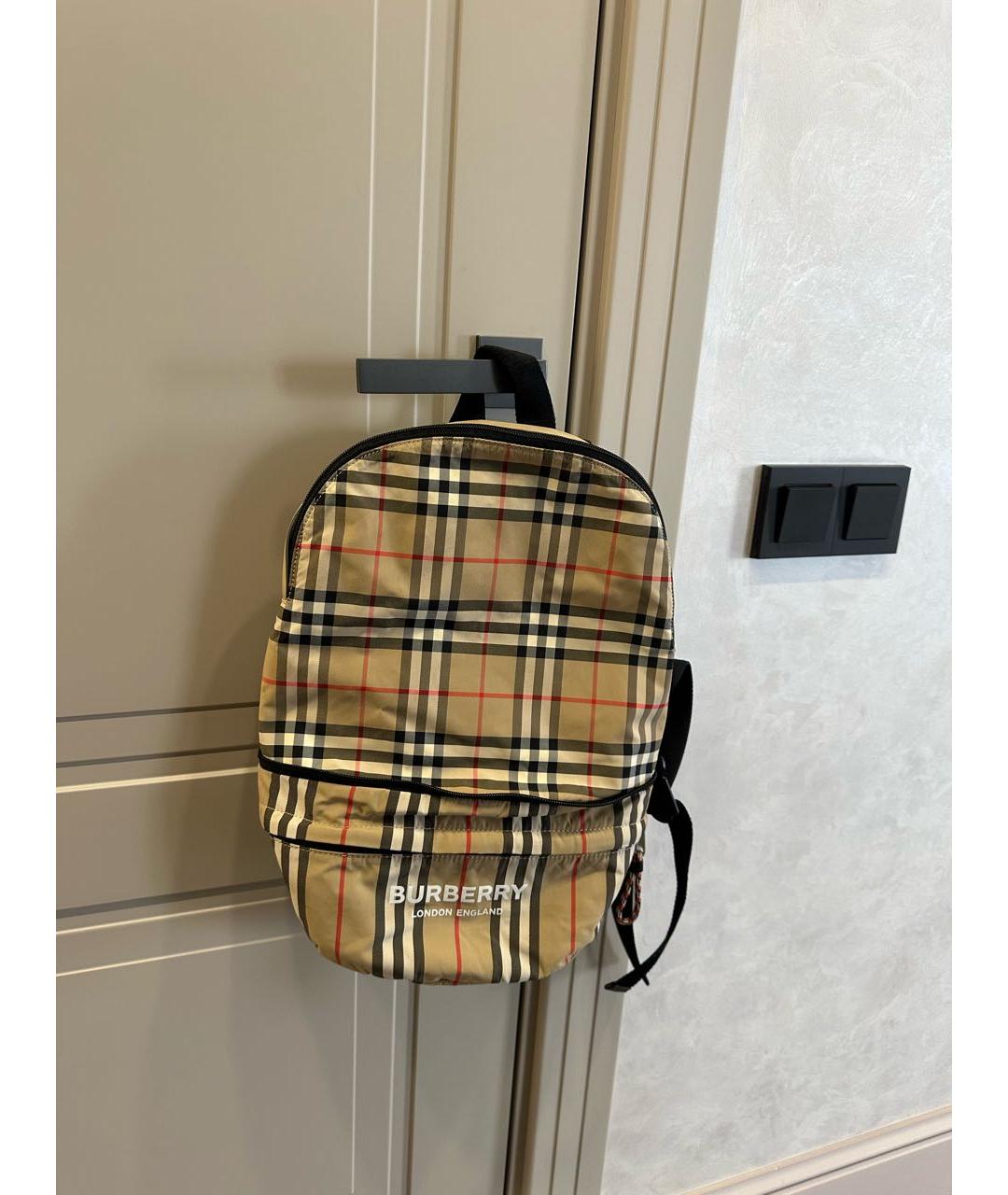 BURBERRY Бежевый тканевый рюкзак, фото 9