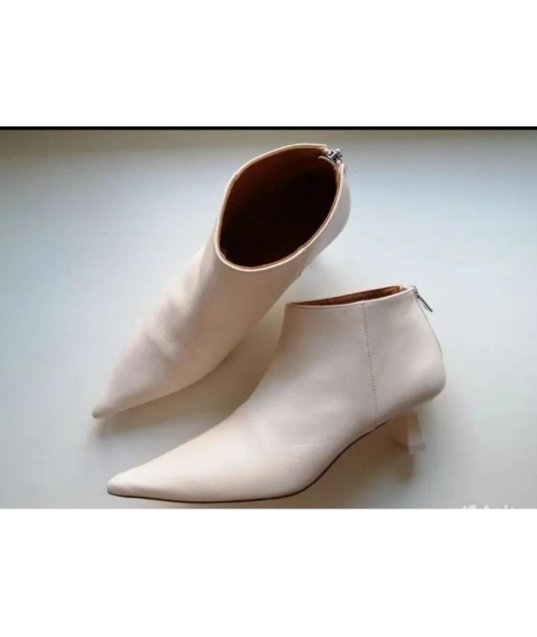 GANNI Бежевые кожаные ботильоны, фото 2