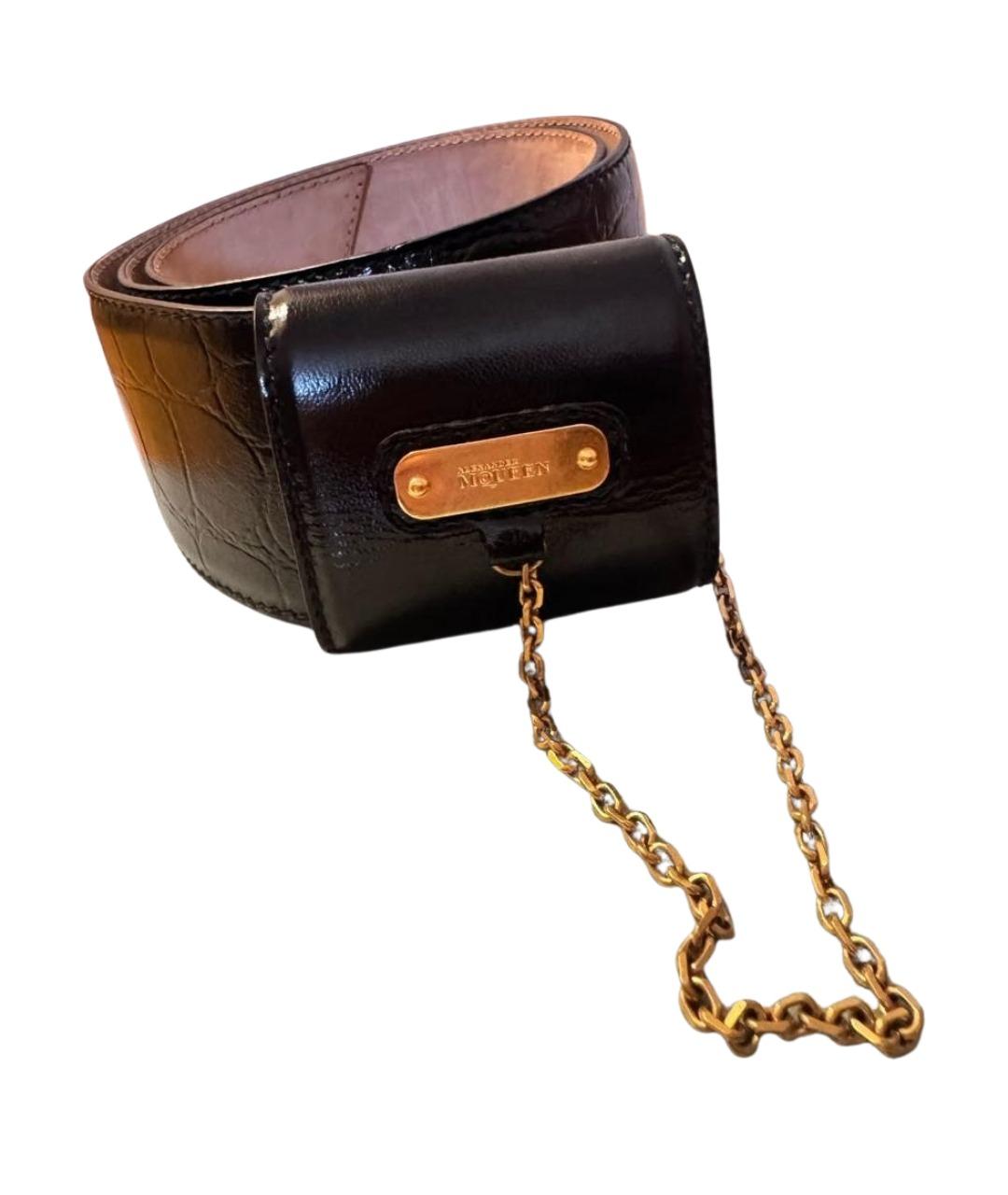 ALEXANDER MCQUEEN Черный кожаный ремень, фото 1