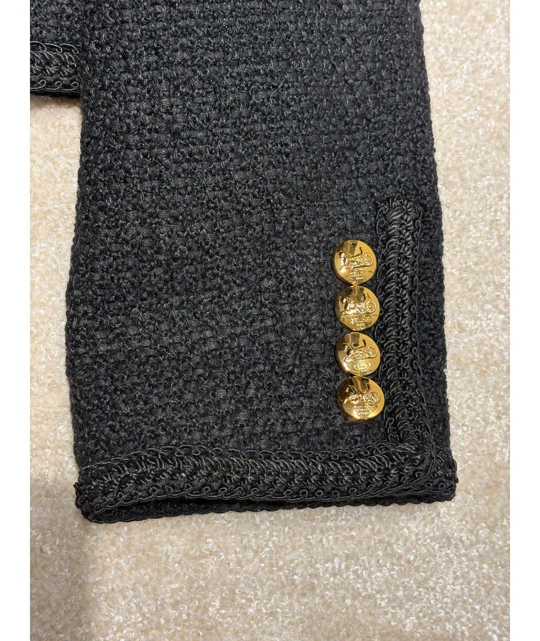 CELINE Черный твидовый жакет/пиджак, фото 6