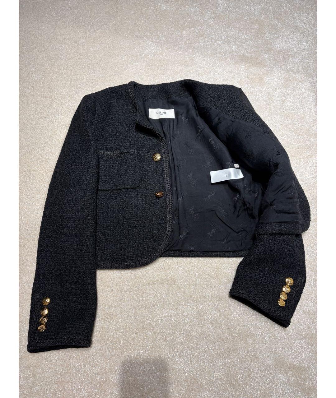 CELINE Черный твидовый жакет/пиджак, фото 2