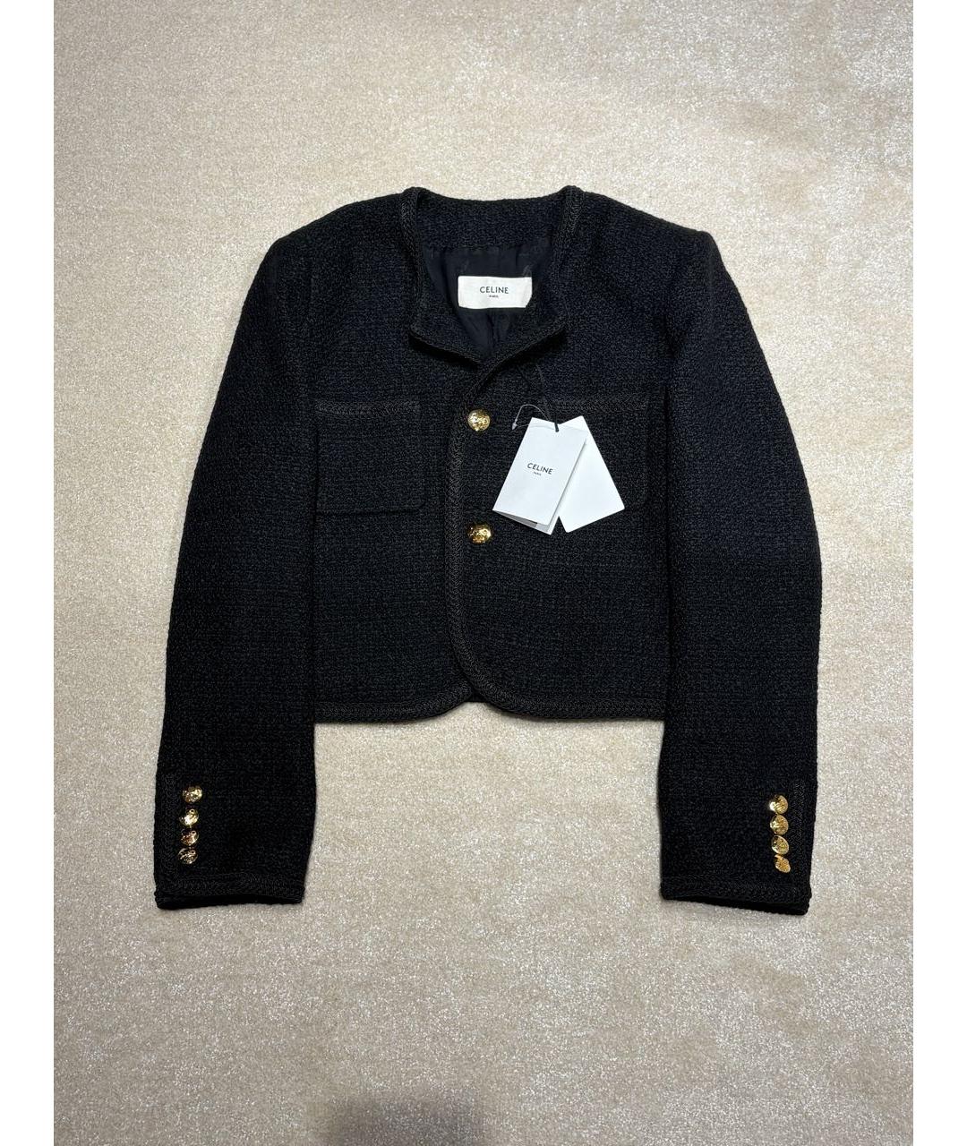 CELINE Черный твидовый жакет/пиджак, фото 2