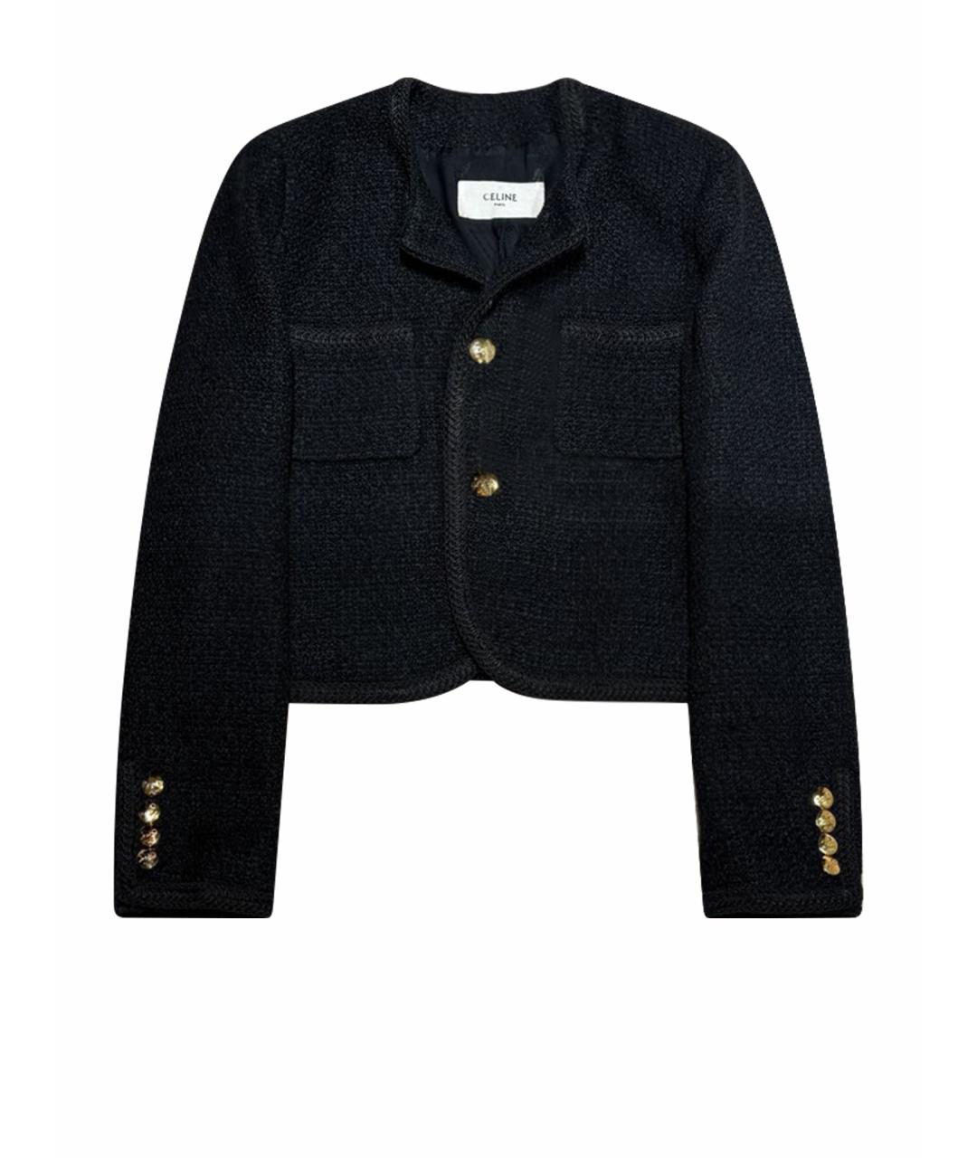 CELINE Черный твидовый жакет/пиджак, фото 1