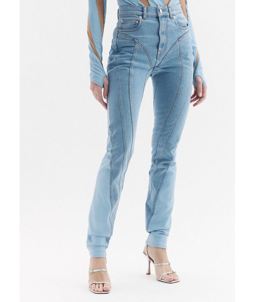 MUGLER Голубые джинсы слим, фото 5