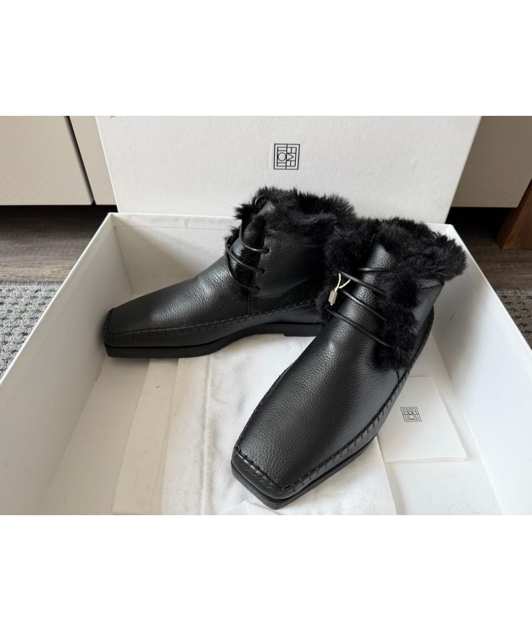 TOTEME Черные кожаные ботинки, фото 5