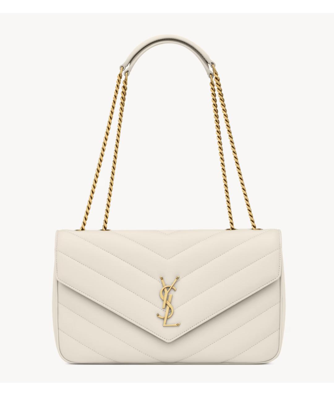 SAINT LAURENT Белая кожаная сумка через плечо, фото 8