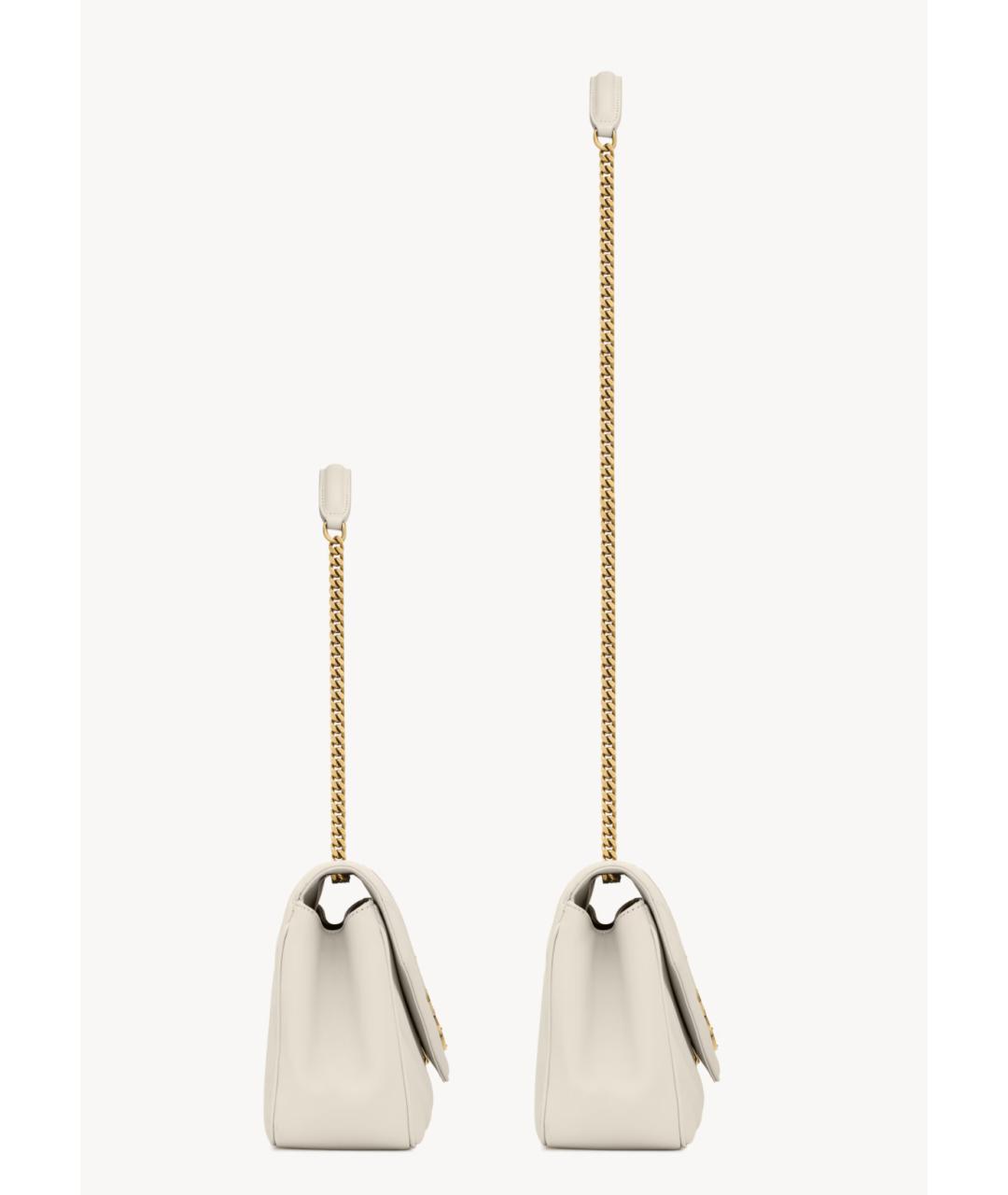 SAINT LAURENT Белая кожаная сумка через плечо, фото 3