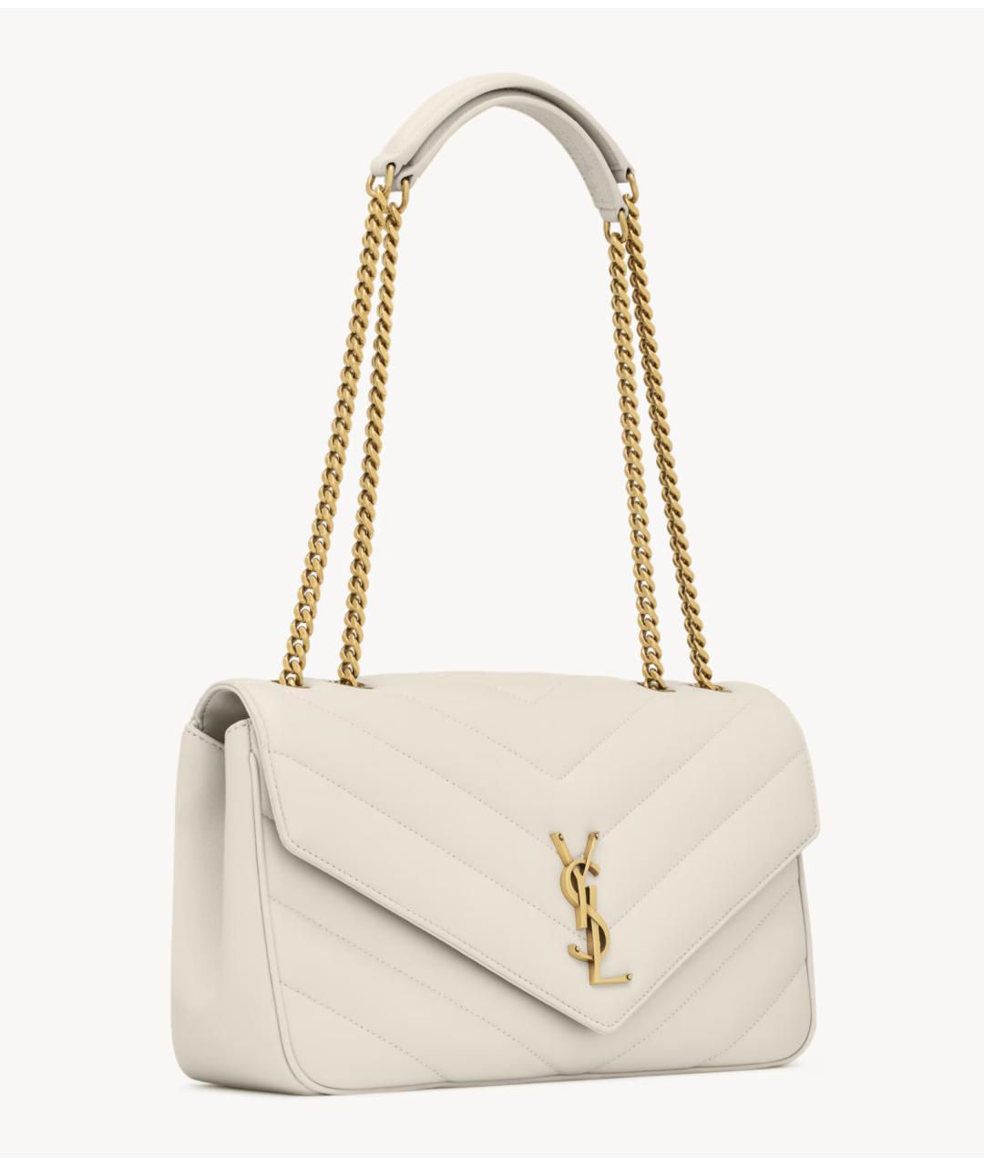SAINT LAURENT Белая кожаная сумка через плечо, фото 6