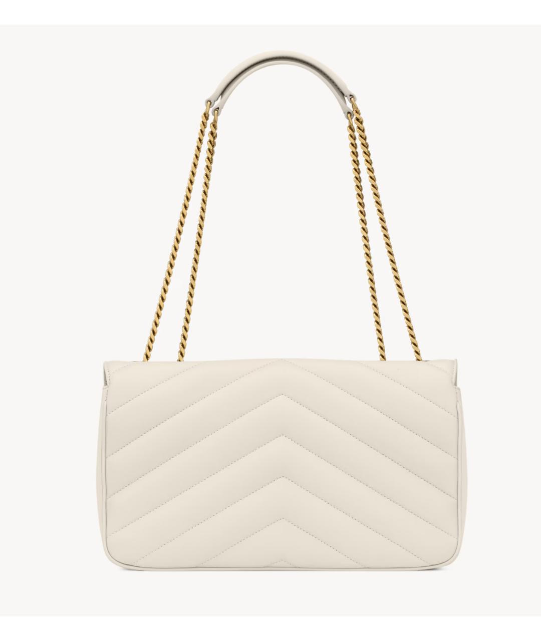 SAINT LAURENT Белая кожаная сумка через плечо, фото 2