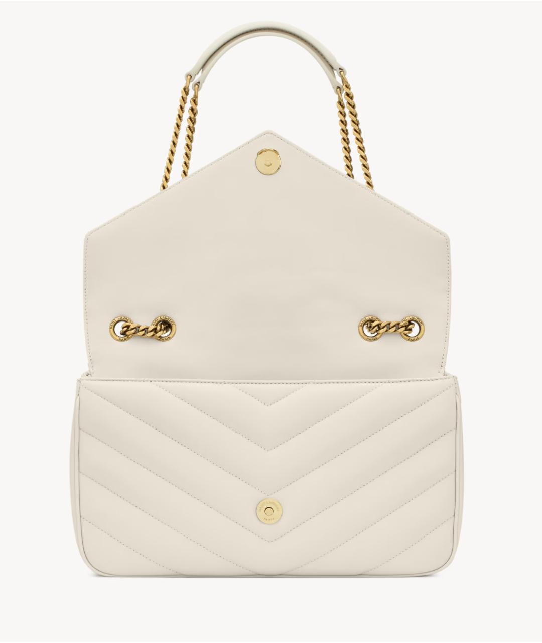 SAINT LAURENT Белая кожаная сумка через плечо, фото 4