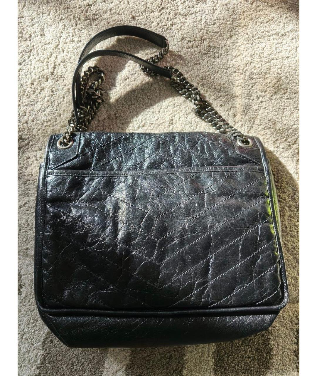 SAINT LAURENT Черная кожаная сумка через плечо, фото 2