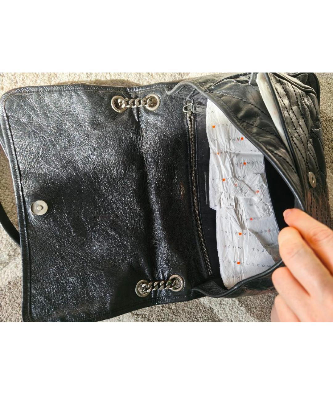 SAINT LAURENT Черная кожаная сумка через плечо, фото 6