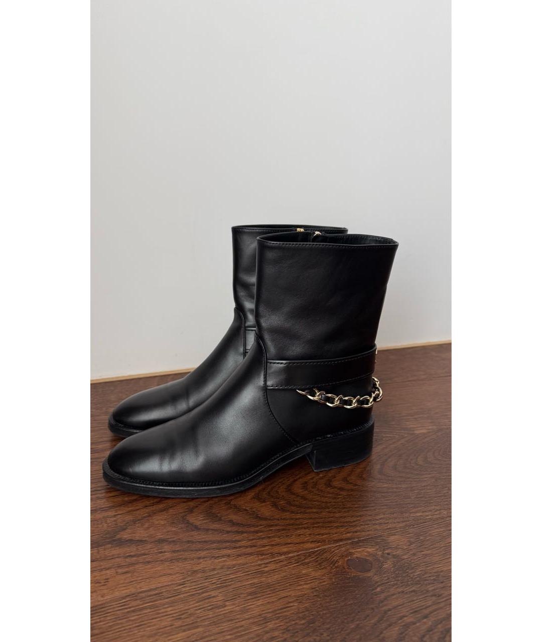 CHANEL Черные кожаные ботинки, фото 2