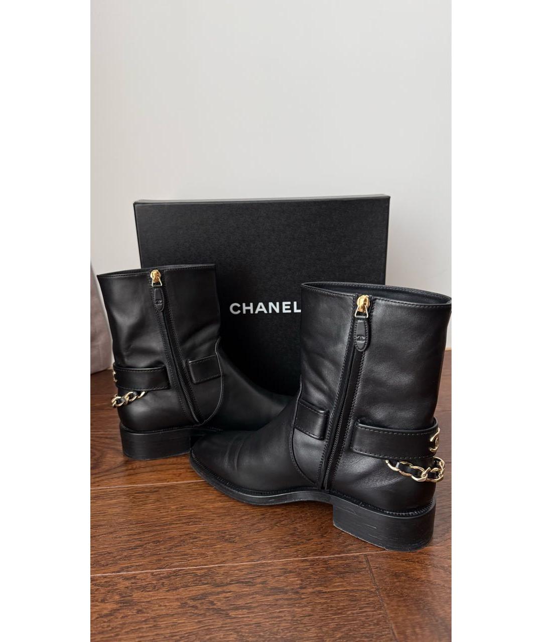 CHANEL Черные кожаные ботинки, фото 5