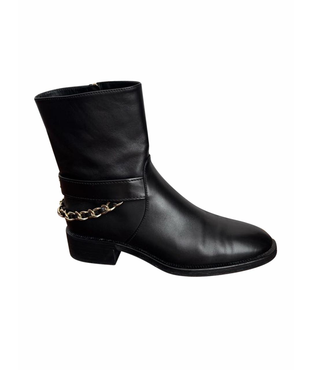 CHANEL Черные кожаные ботинки, фото 1