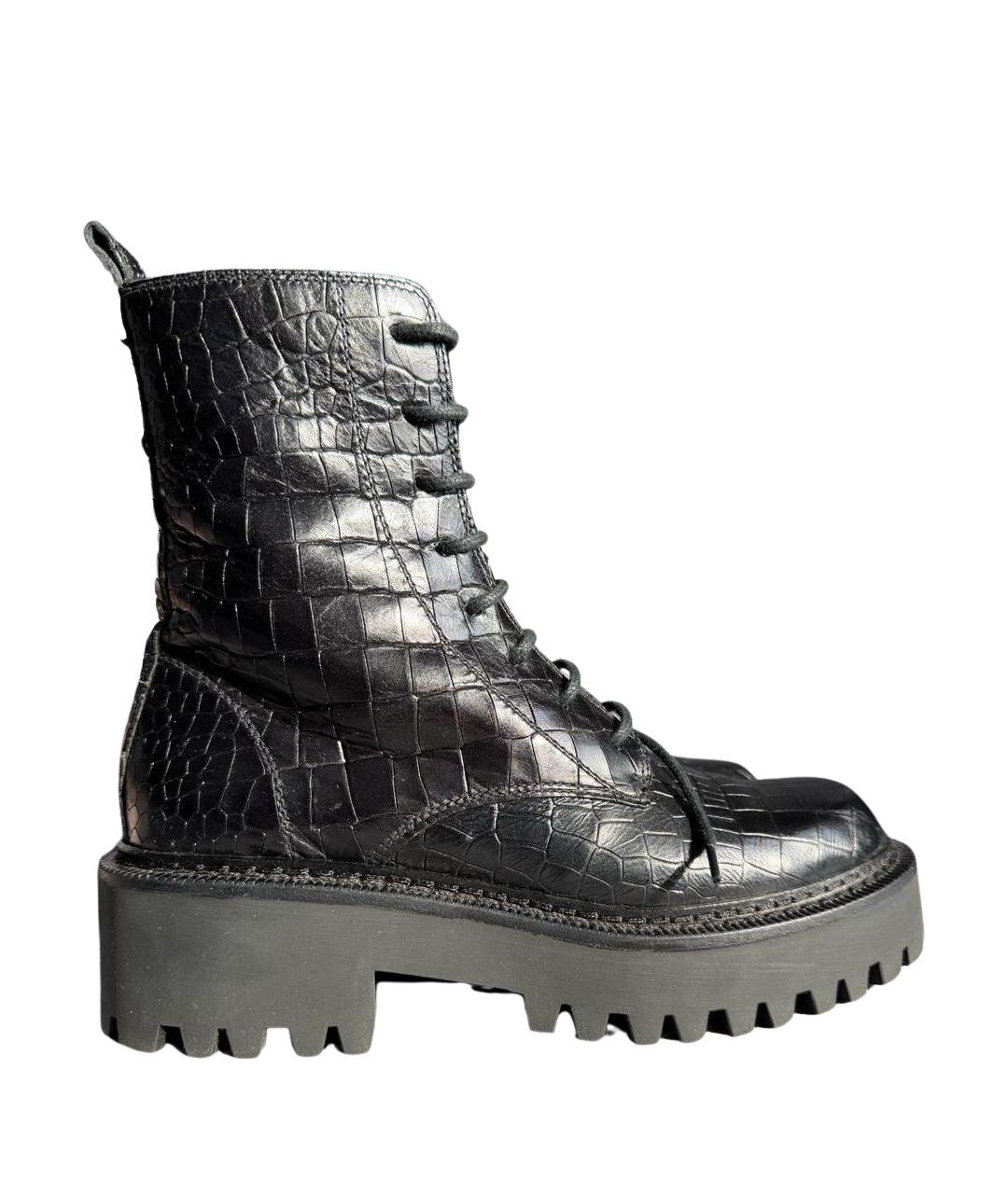 VIC MATIE Черные кожаные ботинки, фото 1