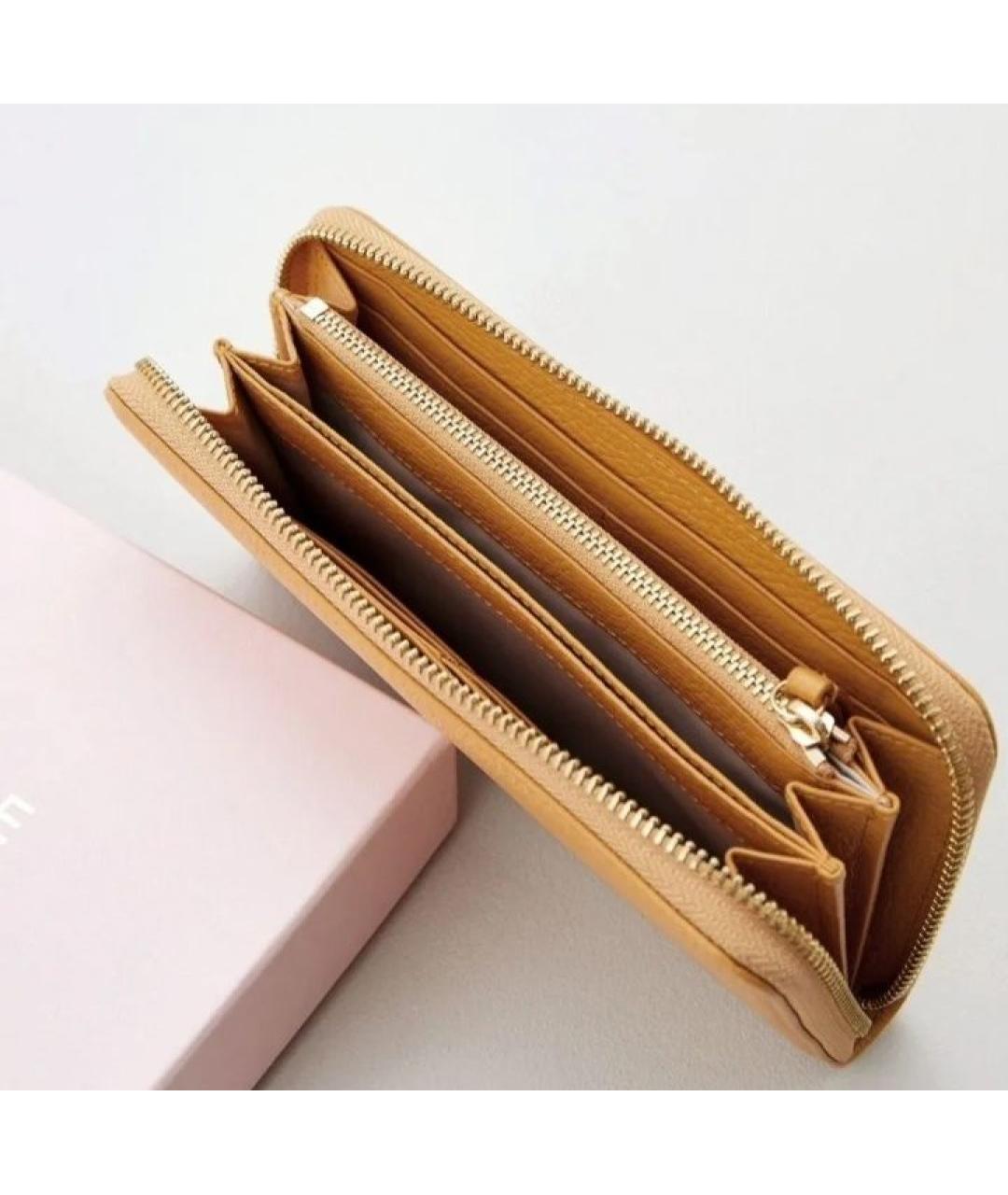 COCCINELLE Горчичный кожаный кошелек, фото 3