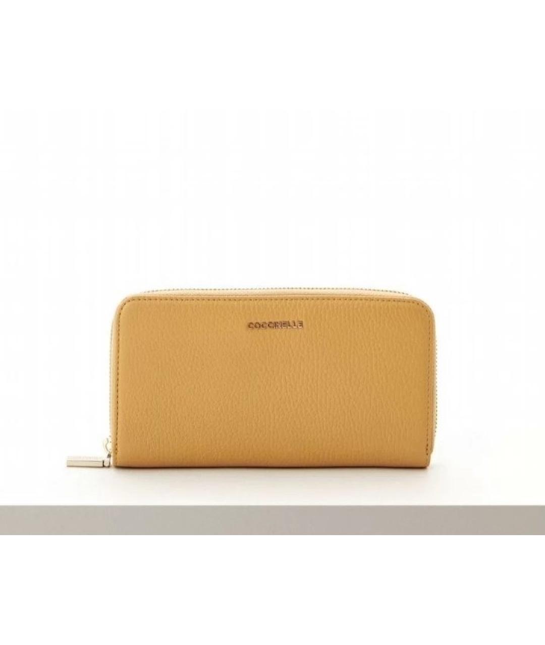 COCCINELLE Горчичный кожаный кошелек, фото 7