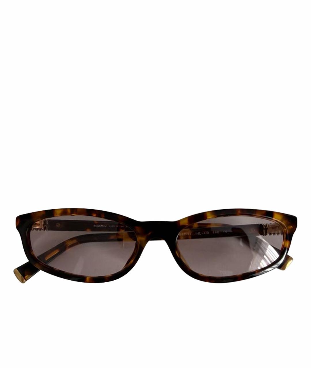 MIU MIU Коричневые пластиковые солнцезащитные очки, фото 1