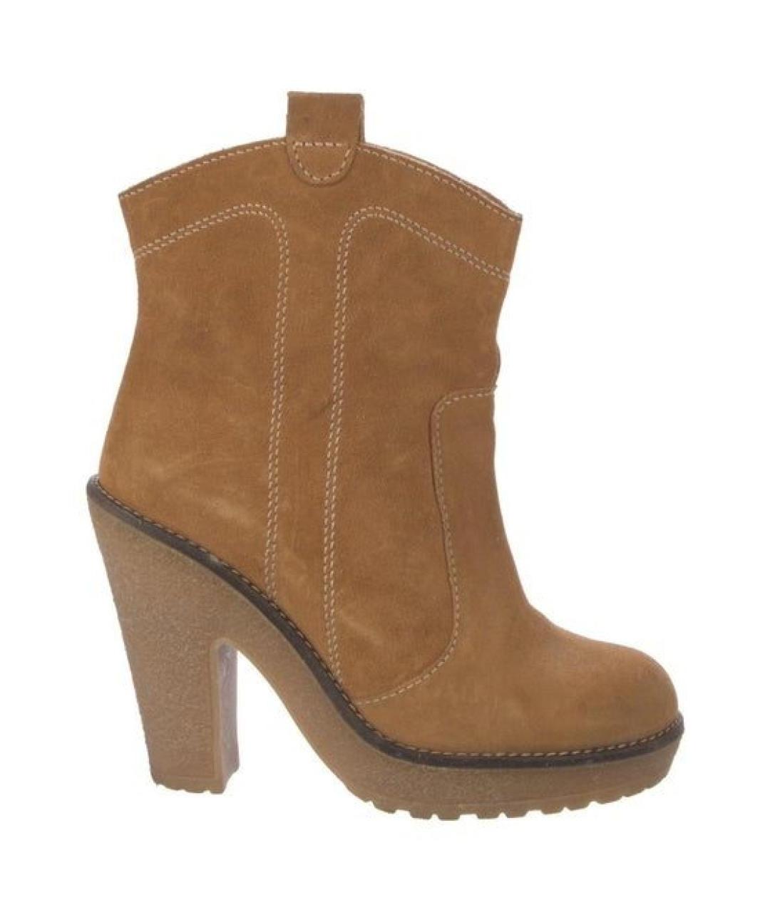 GANNI Коричневые замшевые полусапоги, фото 1