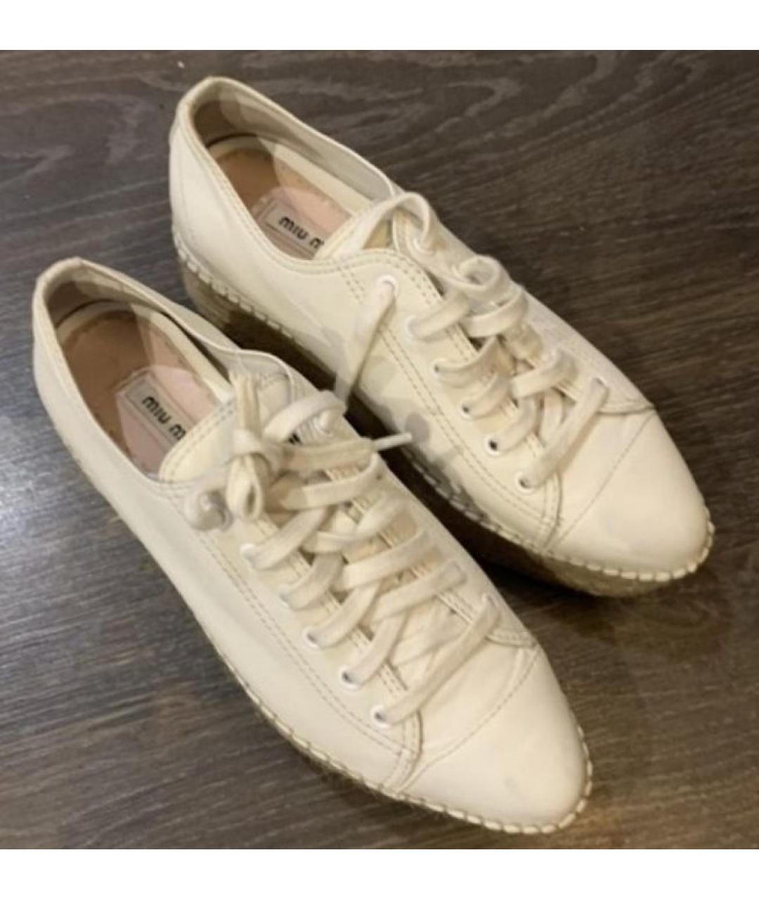 MIU MIU Бежевые кожаные эспадрильи, фото 5