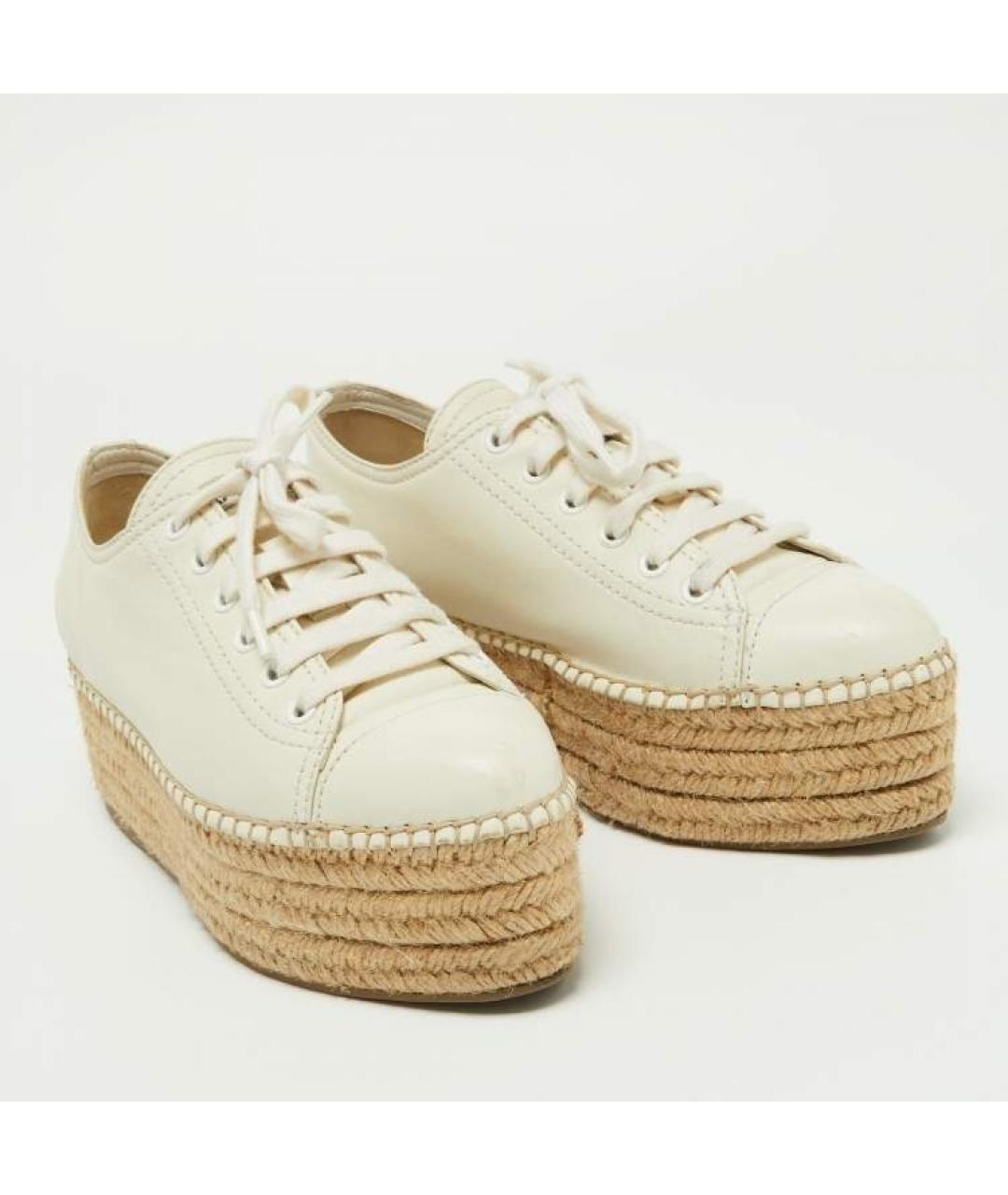 MIU MIU Бежевые кожаные эспадрильи, фото 3