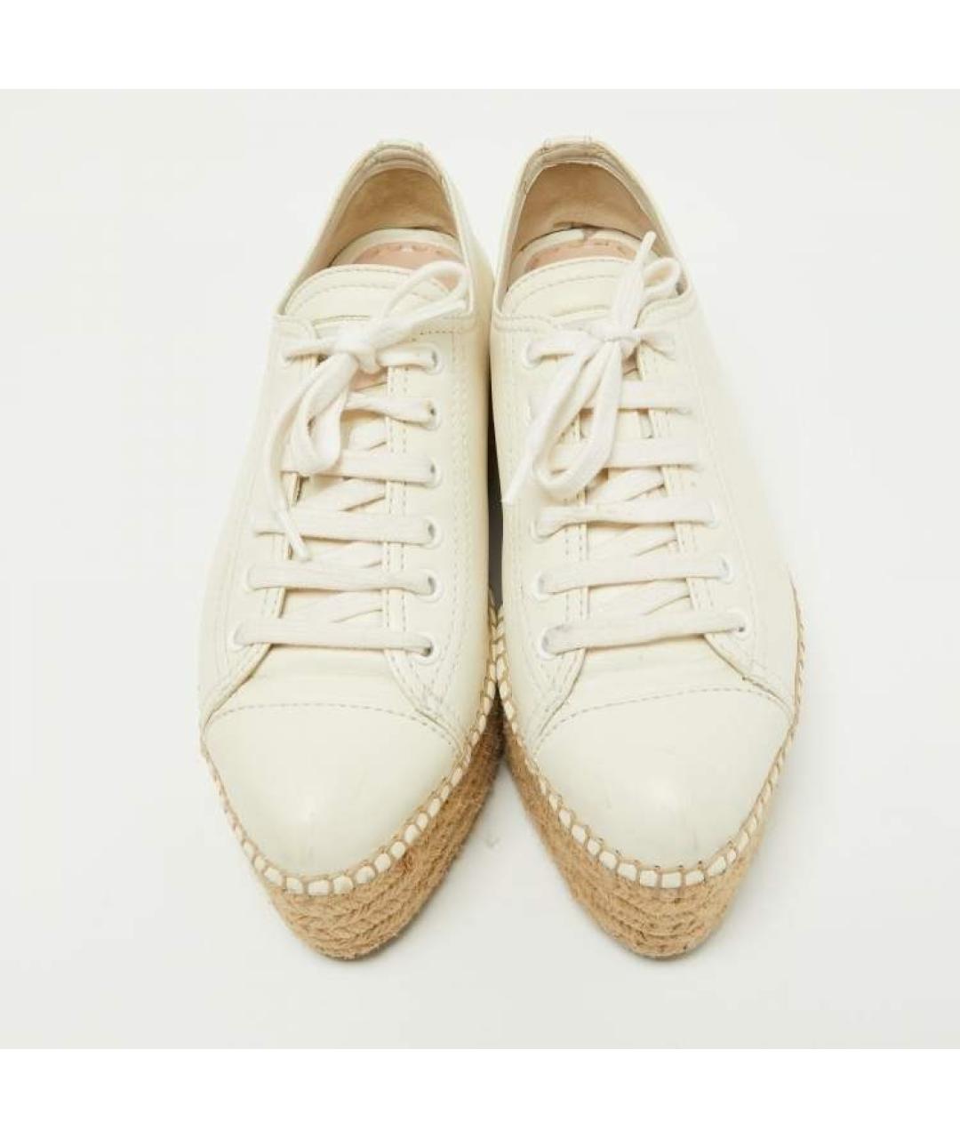 MIU MIU Бежевые кожаные эспадрильи, фото 4