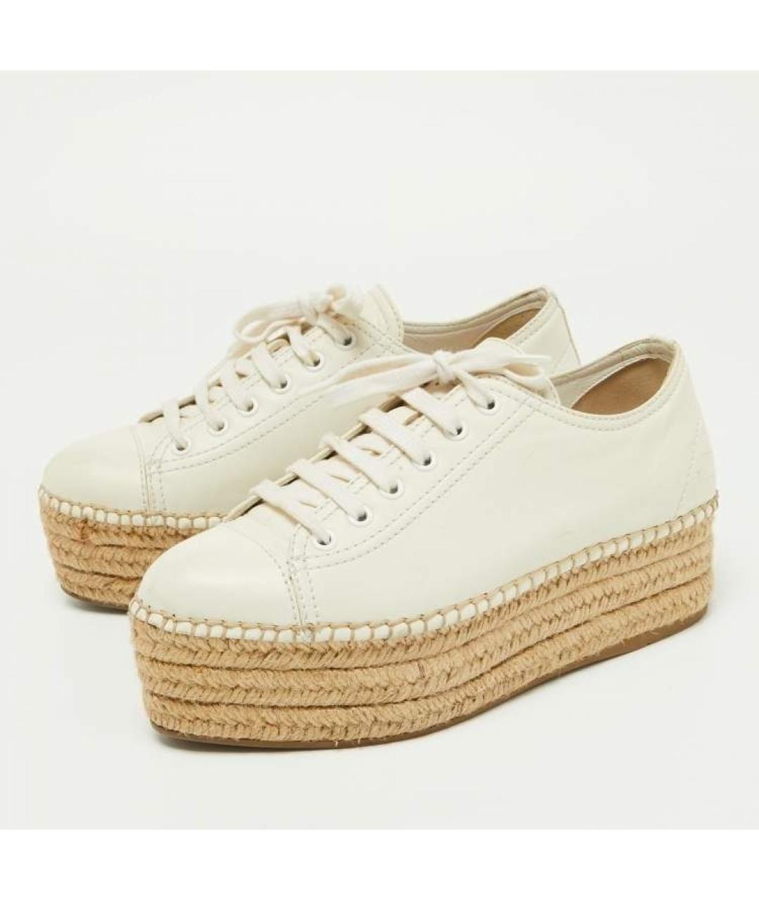 MIU MIU Бежевые кожаные эспадрильи, фото 2