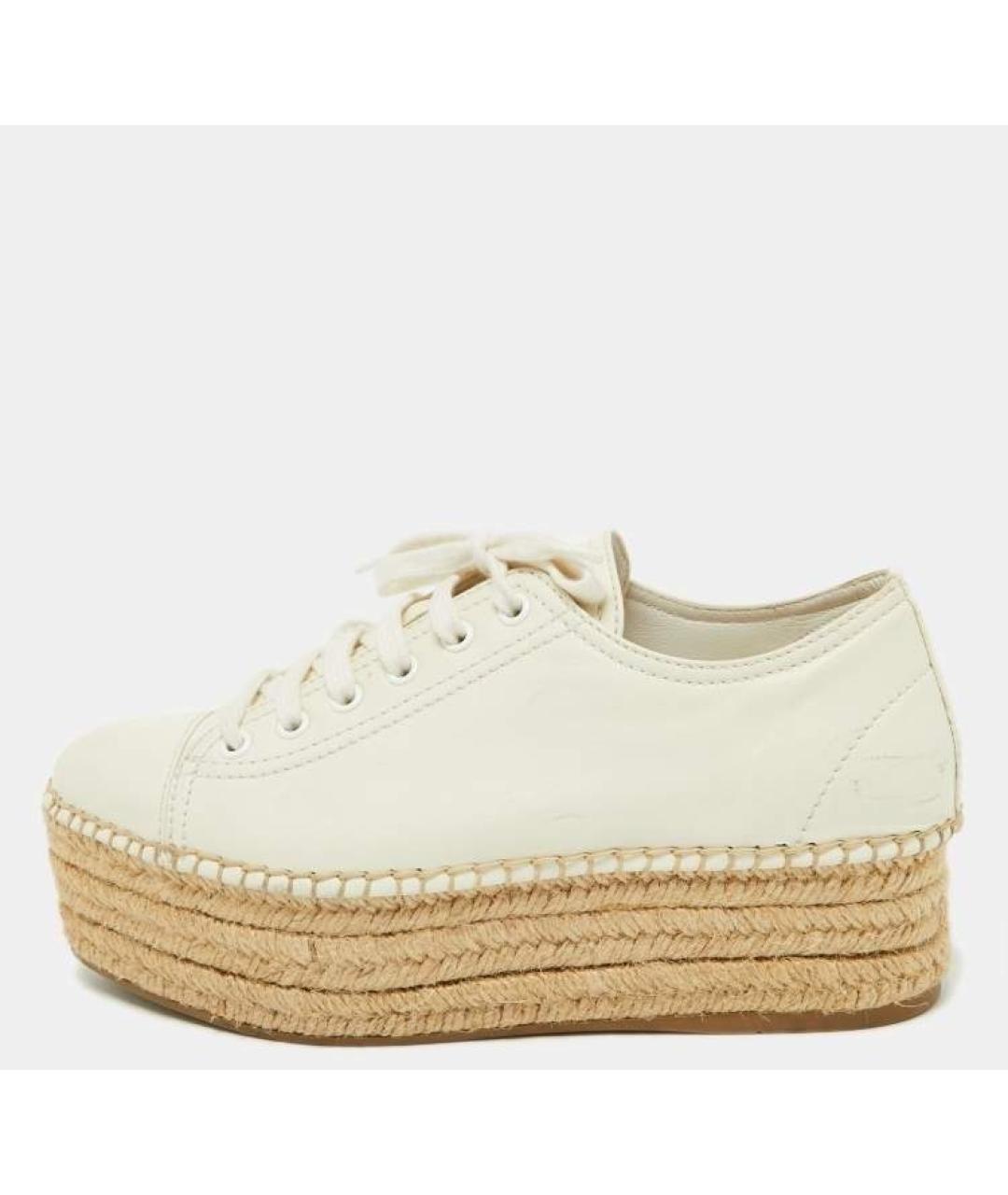 MIU MIU Бежевые кожаные эспадрильи, фото 7