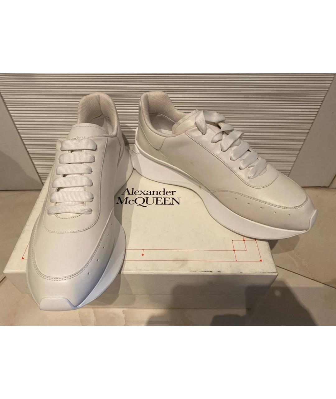 ALEXANDER MCQUEEN Бежевые кожаные низкие кроссовки / кеды, фото 5