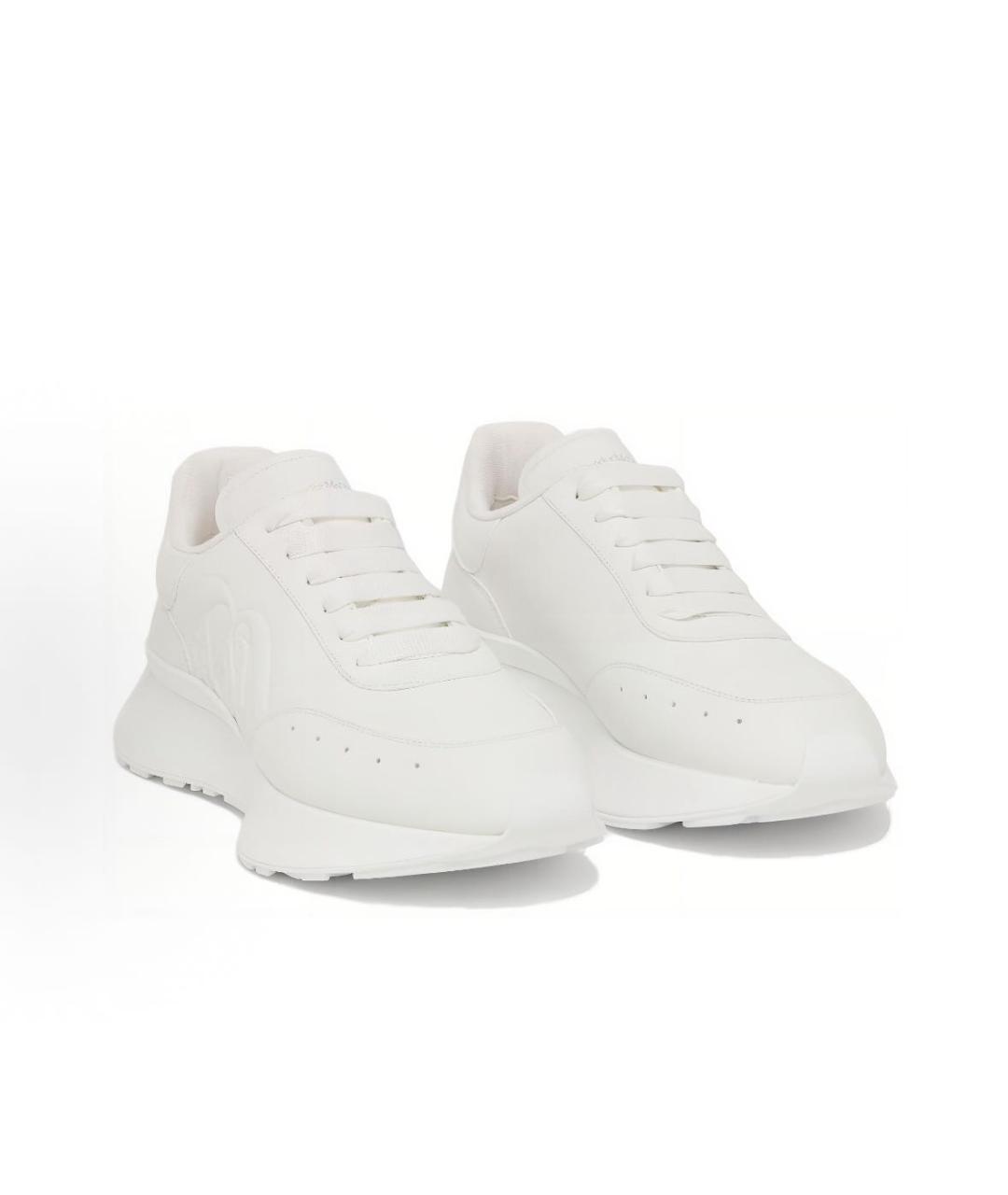 ALEXANDER MCQUEEN Бежевые кожаные низкие кроссовки / кеды, фото 2