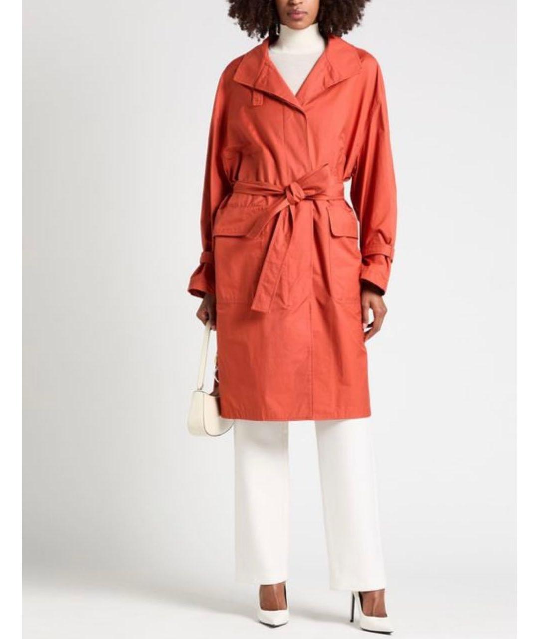 MAX MARA Оранжевый хлопковый тренч/плащ, фото 7