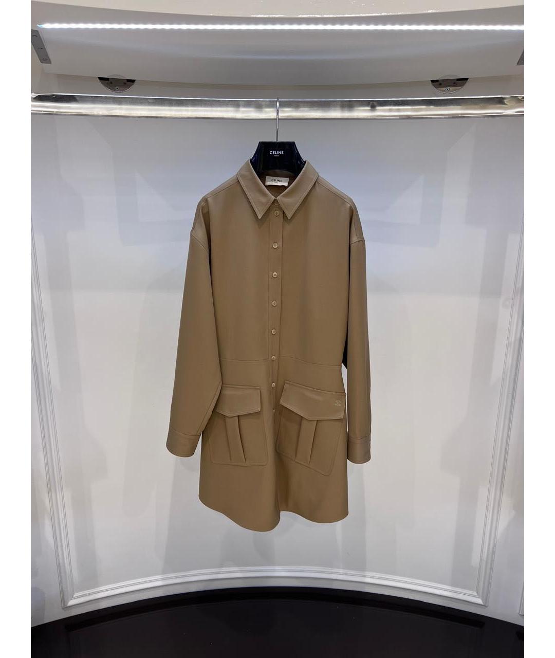 CELINE Бежевое шерстяное повседневное платье, фото 2