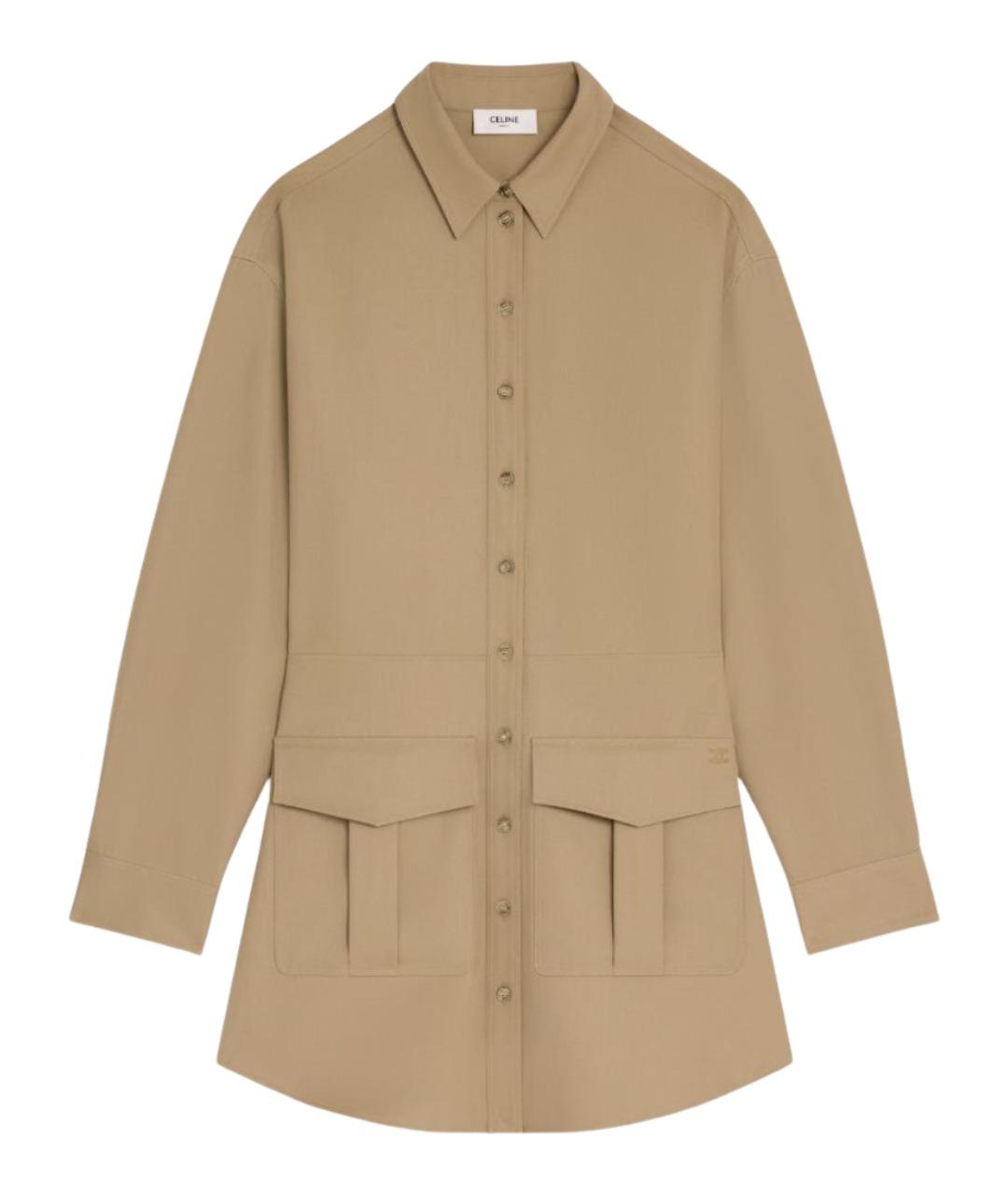 CELINE Бежевое шерстяное повседневное платье, фото 1