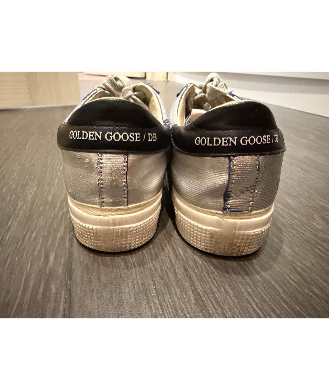GOLDEN GOOSE Серебряные кожаные кеды, фото 4
