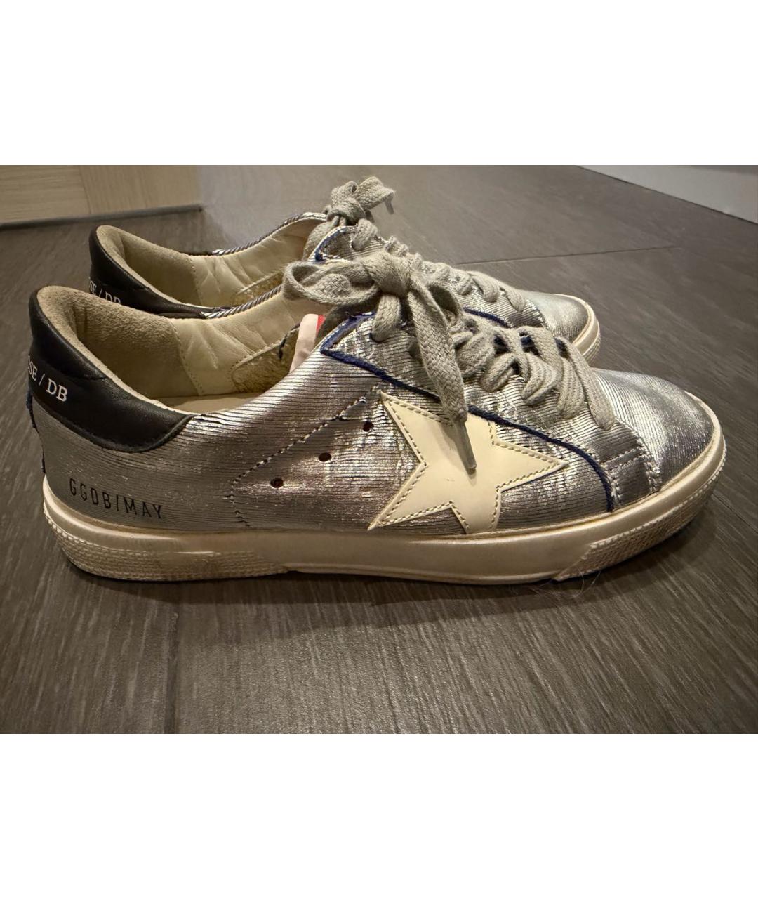 GOLDEN GOOSE Серебряные кожаные кеды, фото 7