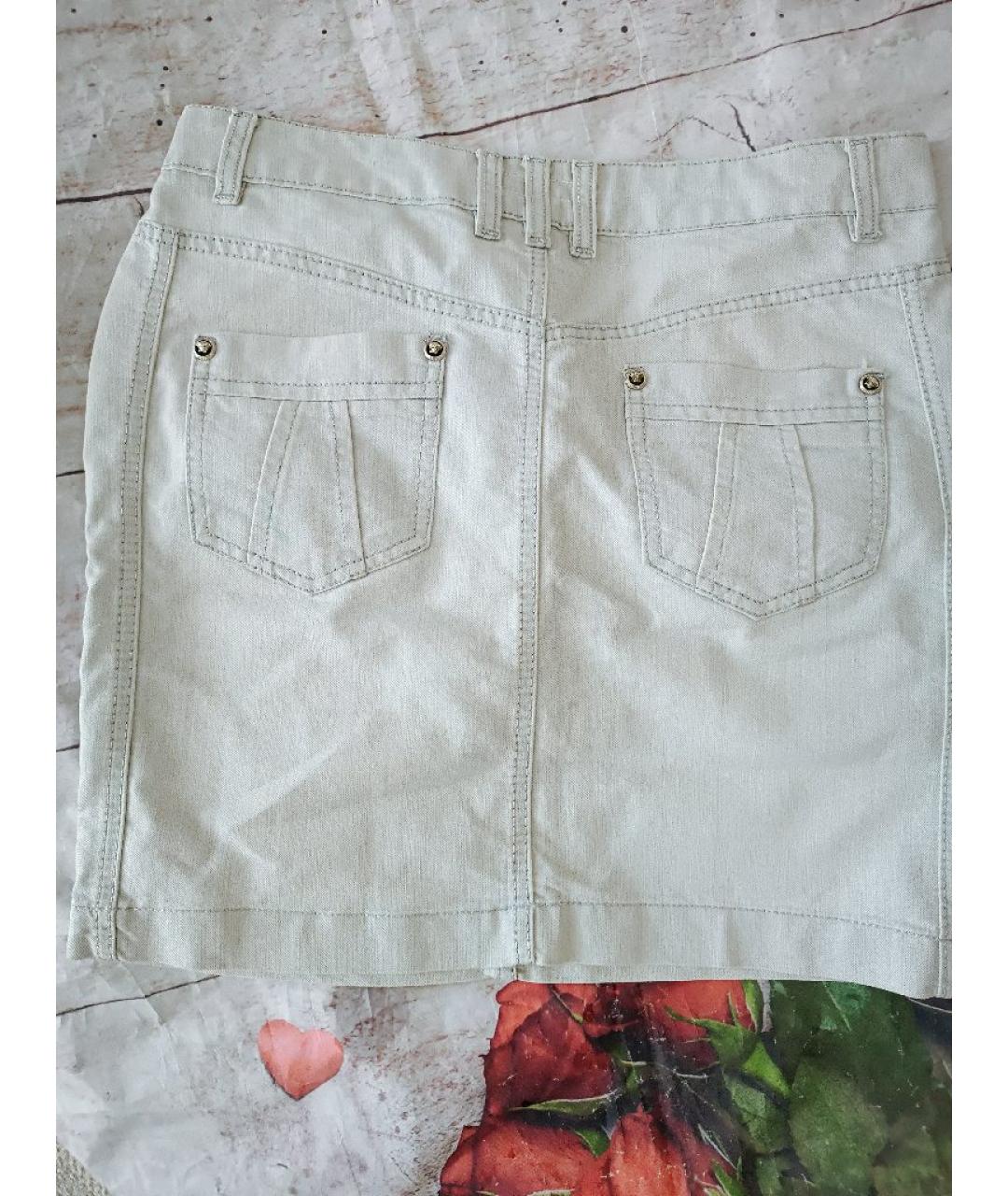 VERSACE JEANS COUTURE Серебряная хлопковая юбка мини, фото 2