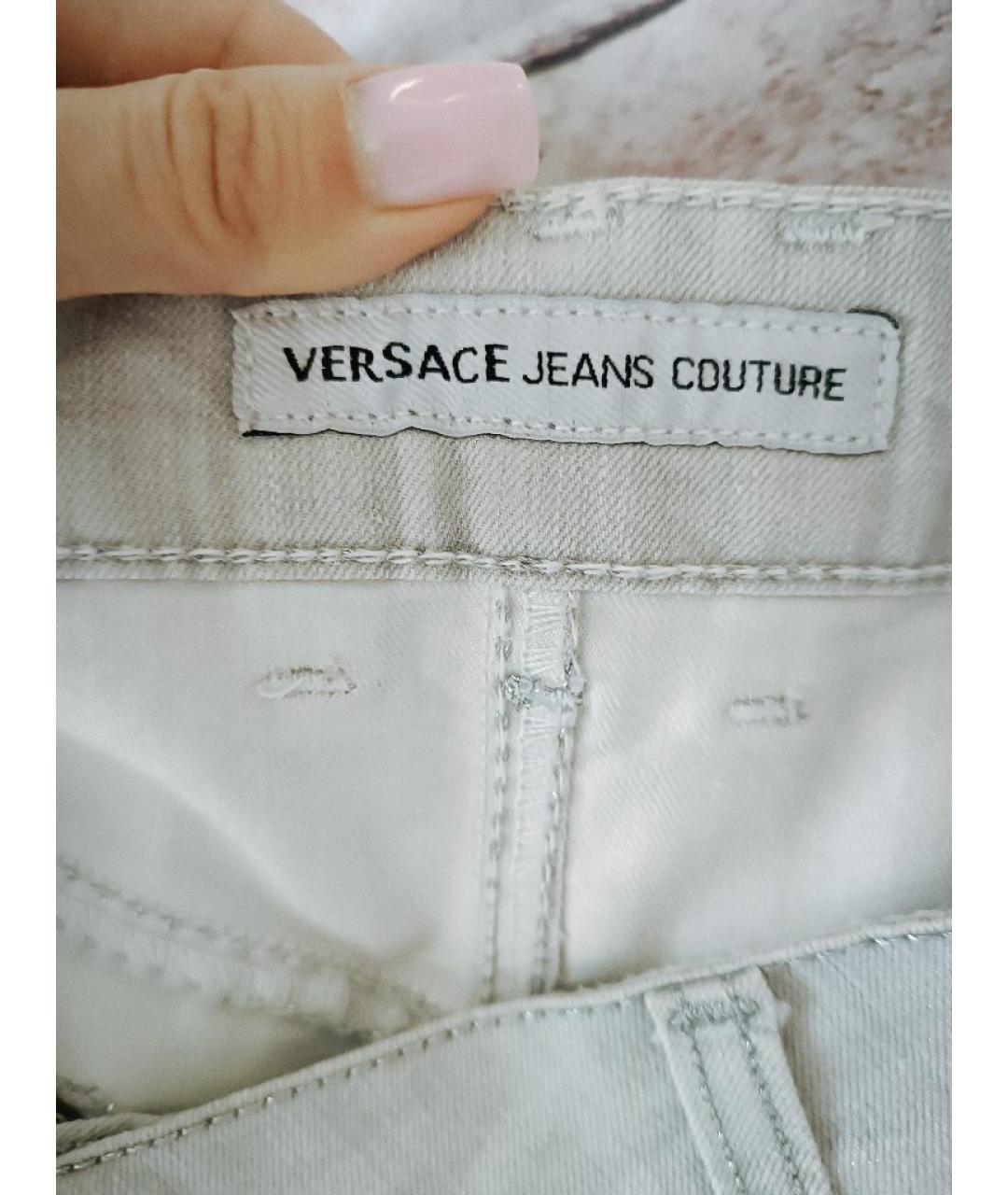 VERSACE JEANS COUTURE Серебряная хлопковая юбка мини, фото 4