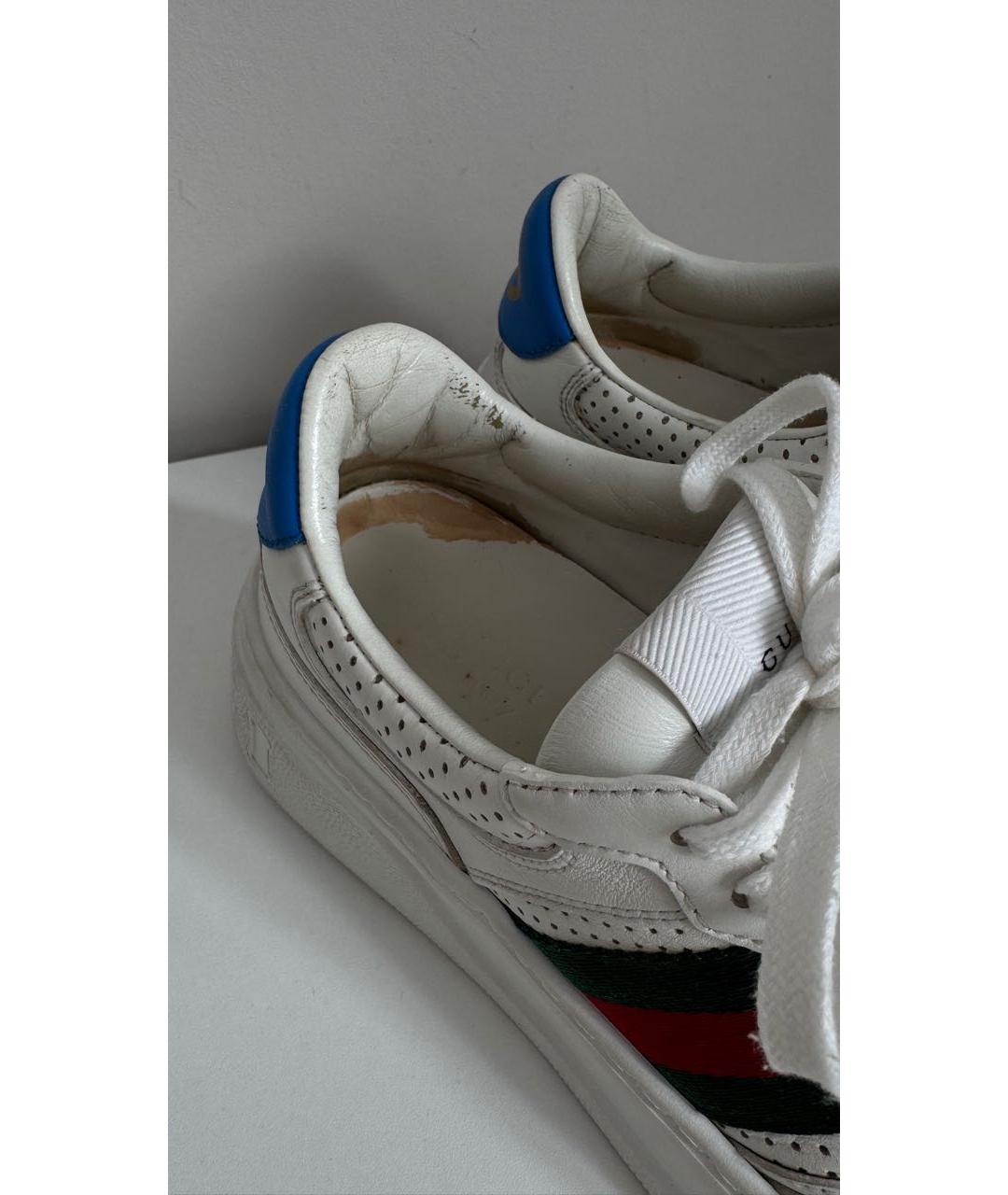GUCCI Белые кожаные кроссовки, фото 6