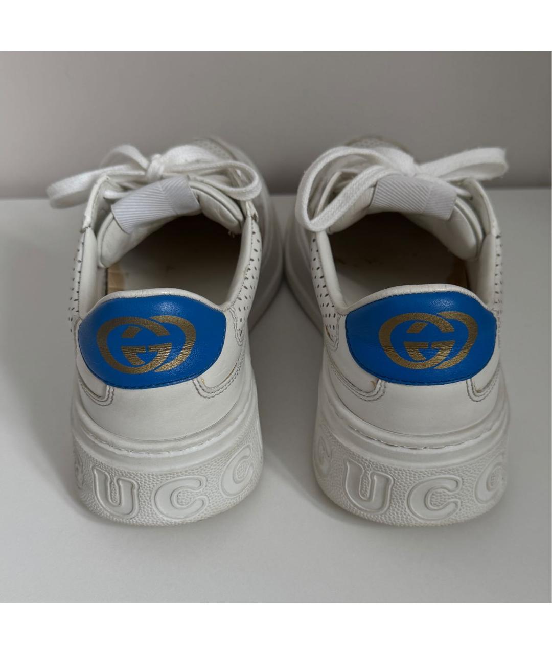 GUCCI Белые кожаные кроссовки, фото 3
