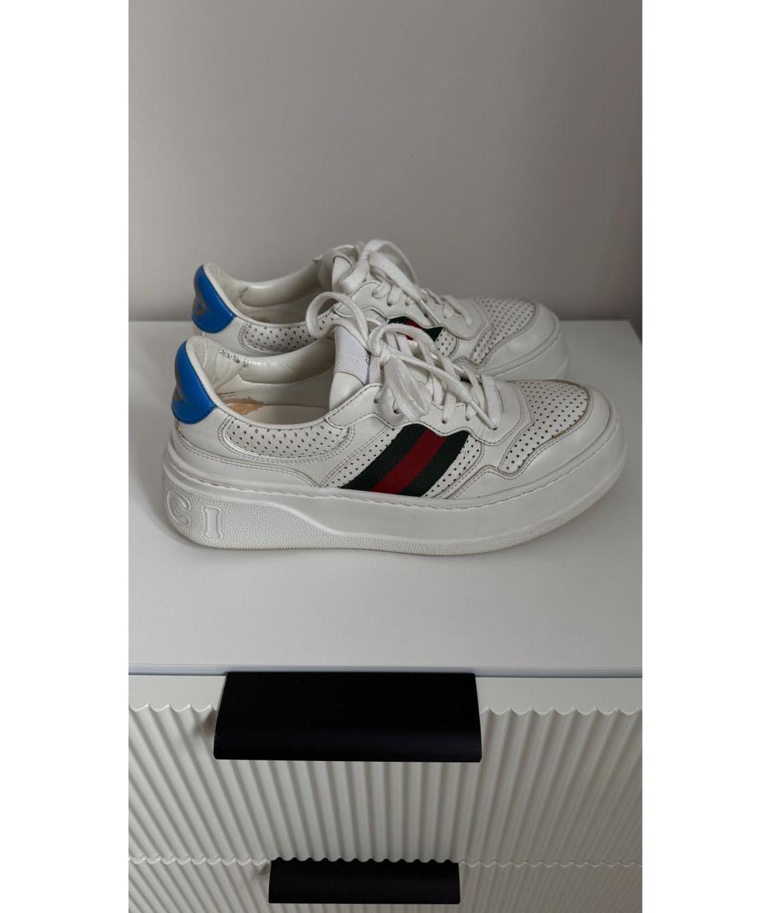 GUCCI Белые кожаные кроссовки, фото 9