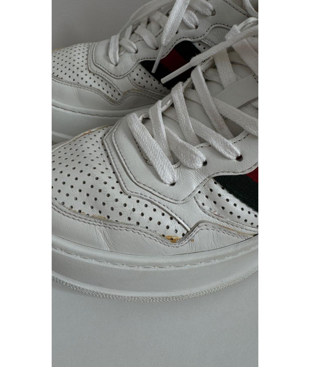 GUCCI Белые кожаные кроссовки, фото 7