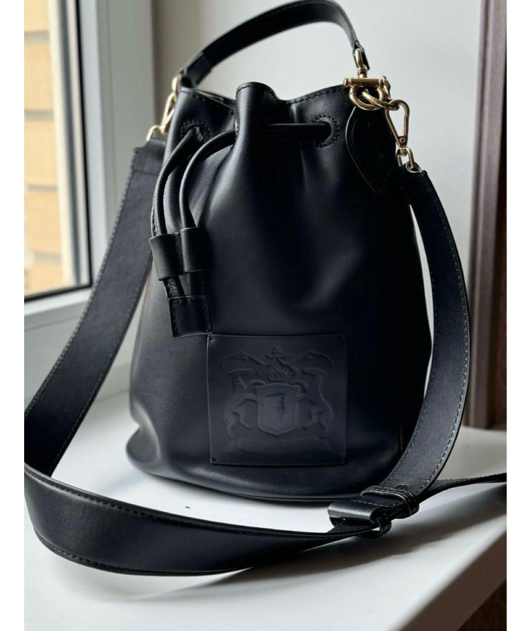 TRUSSARDI Черная кожаная сумка через плечо, фото 7